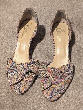 Butter Paisley Print Knot Front D'Orsay Kitten Heels  Multicolor